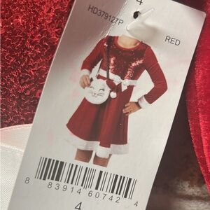 Festive Red Sequin Dress with Cat Purse